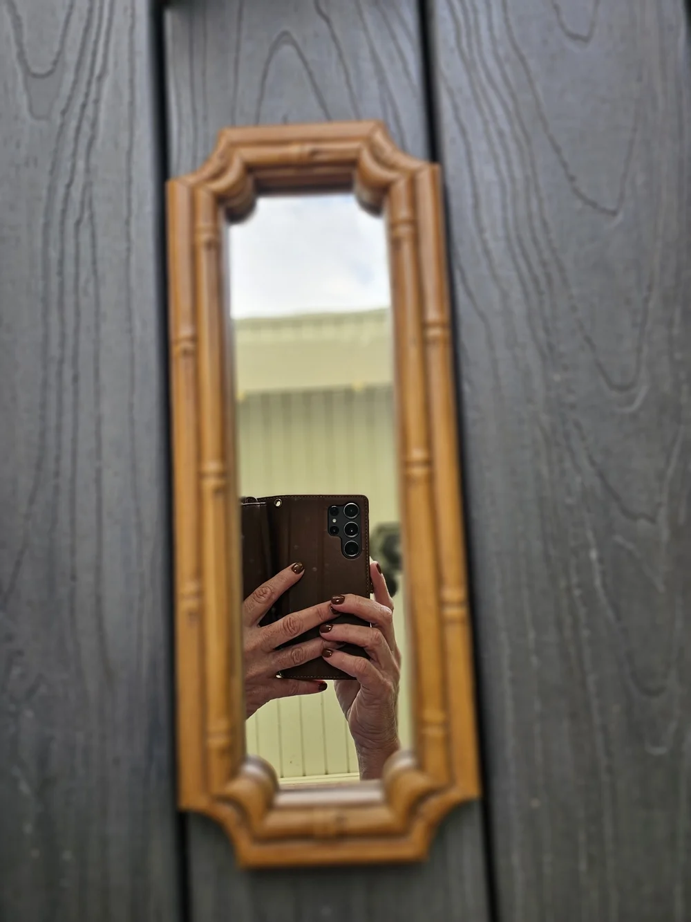 Vintage Mid-Century Faux Bamboo Resin Accent Mirror - Homco Style